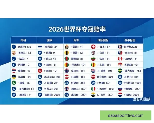 世界杯竞猜赔率分析：全面解读热门球队晋级机会与投注趋势